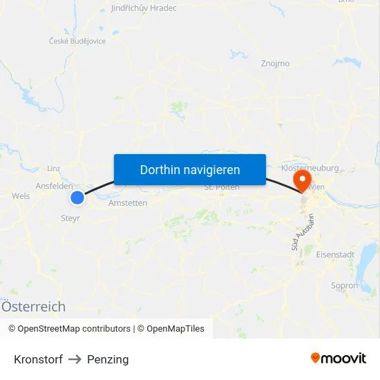 Kronstorf to Penzing map