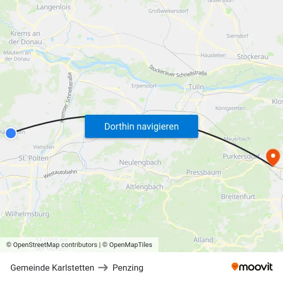 Gemeinde Karlstetten to Penzing map