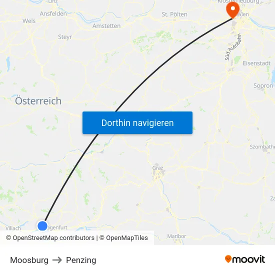 Moosburg to Penzing map