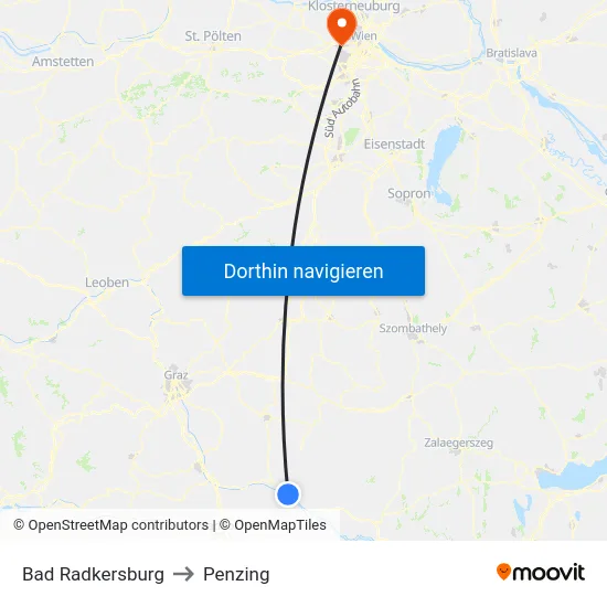 Bad Radkersburg to Penzing map