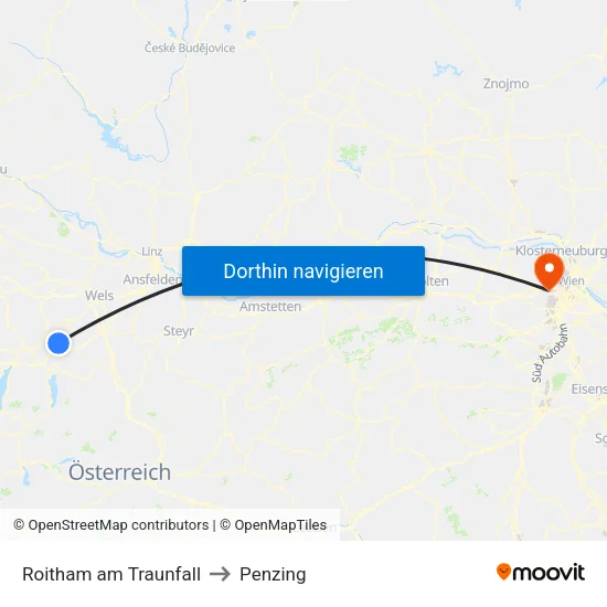 Roitham am Traunfall to Penzing map