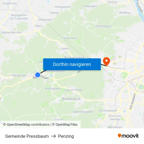 Gemeinde Pressbaum to Penzing map