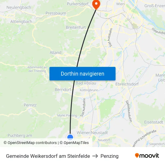 Gemeinde Weikersdorf am Steinfelde to Penzing map