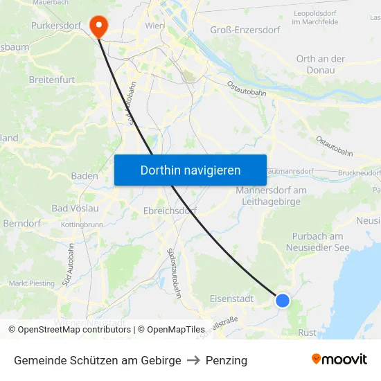 Gemeinde Schützen am Gebirge to Penzing map