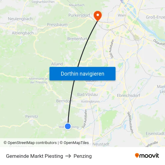 Gemeinde Markt Piesting to Penzing map