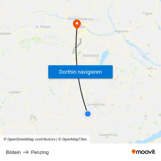 Bildein to Penzing map