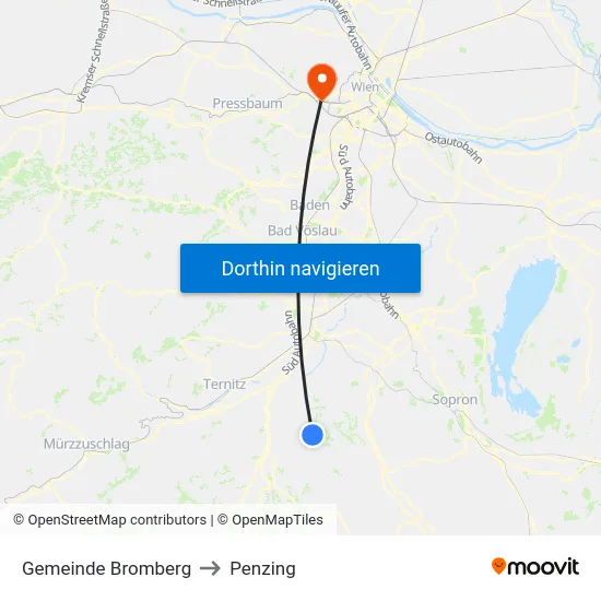 Gemeinde Bromberg to Penzing map