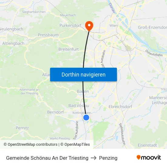 Gemeinde Schönau An Der Triesting to Penzing map