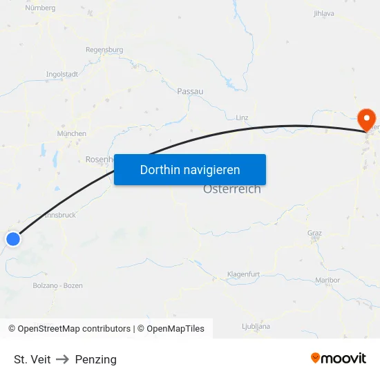 St. Veit to Penzing map