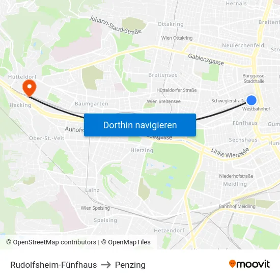 Rudolfsheim-Fünfhaus to Penzing map