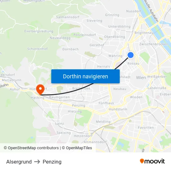 Alsergrund to Penzing map