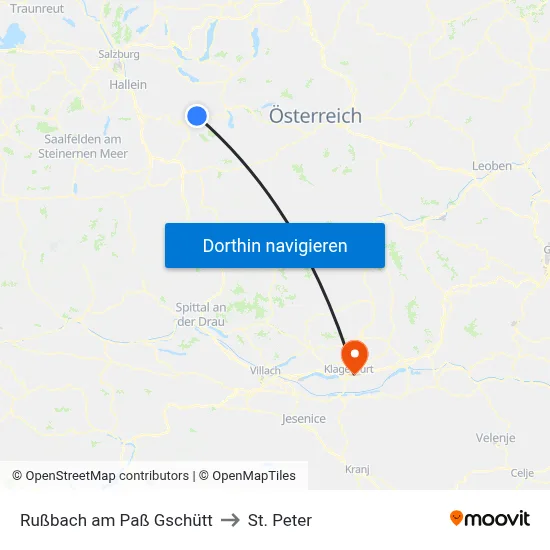 Rußbach am Paß Gschütt to St. Peter map