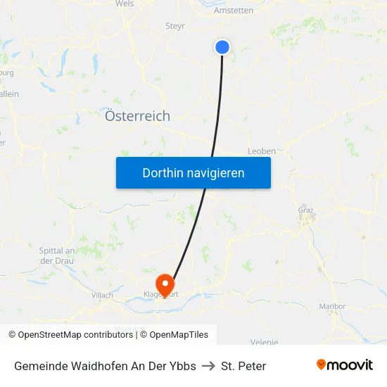 Gemeinde Waidhofen An Der Ybbs to St. Peter map