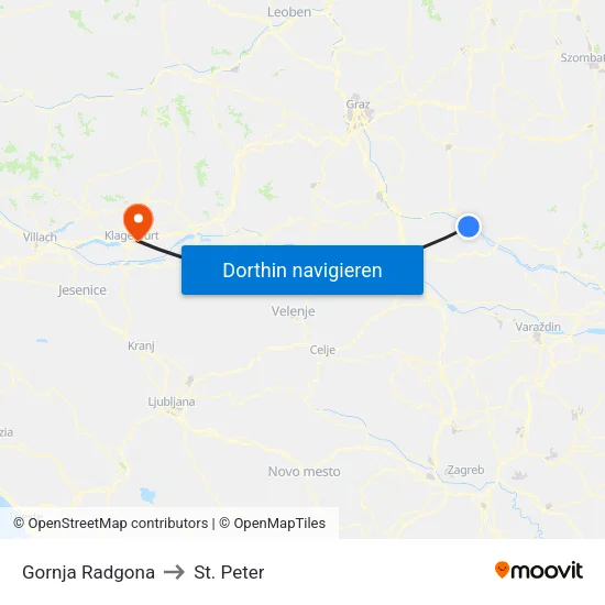 Gornja Radgona to St. Peter map