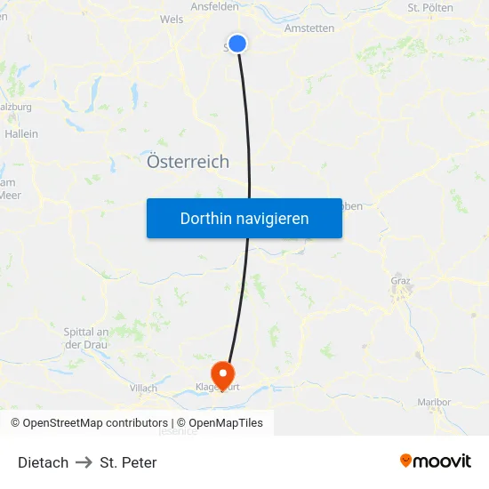 Dietach to St. Peter map