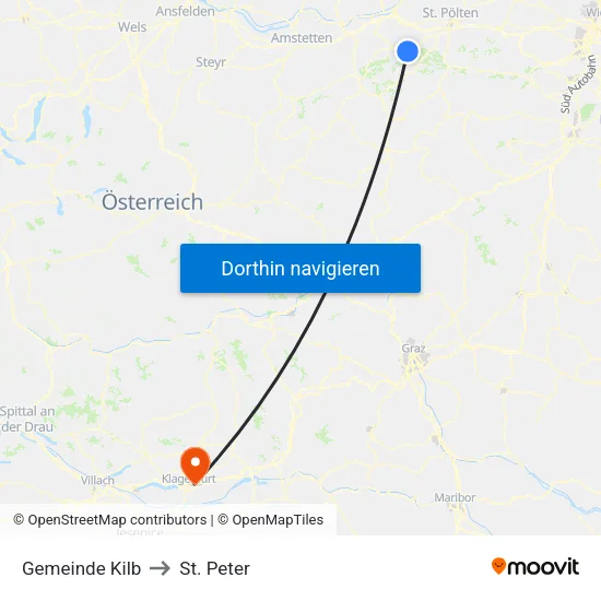 Gemeinde Kilb to St. Peter map