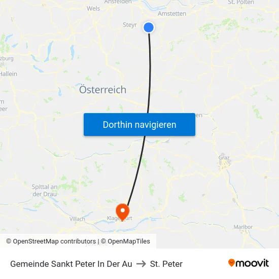 Gemeinde Sankt Peter In Der Au to St. Peter map
