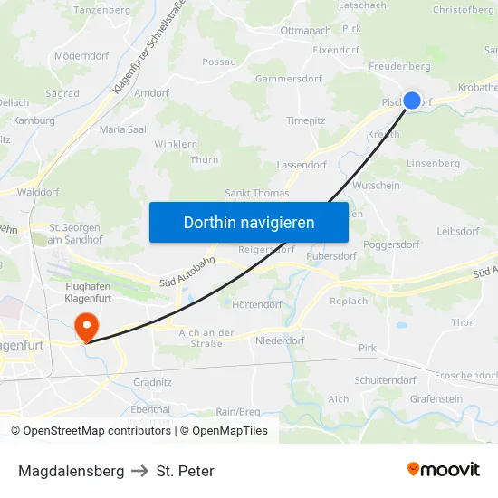 Magdalensberg to St. Peter map