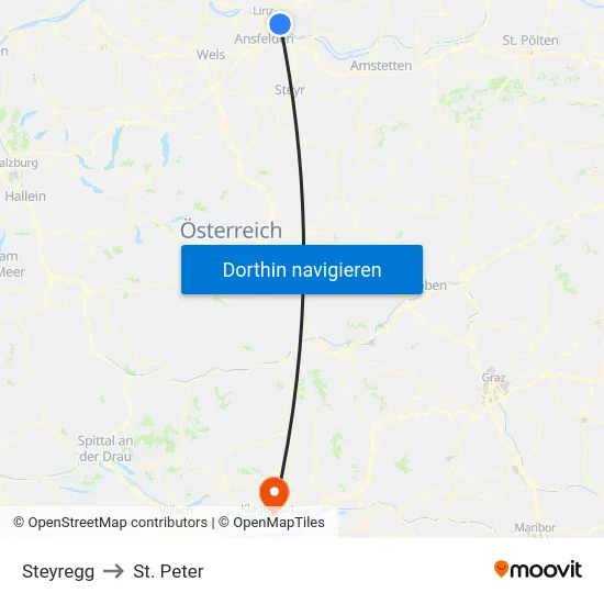 Steyregg to St. Peter map