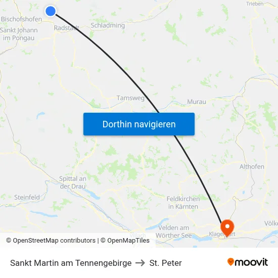 Sankt Martin am Tennengebirge to St. Peter map