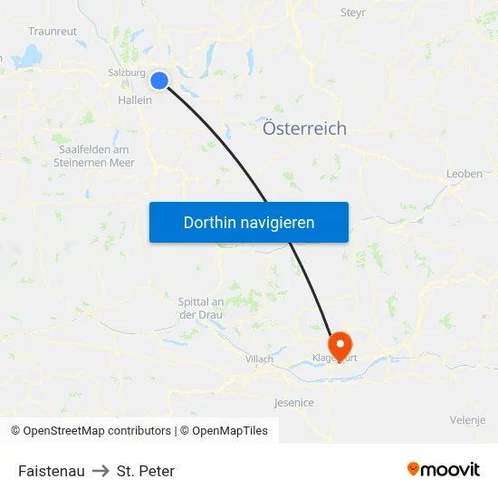 Faistenau to St. Peter map
