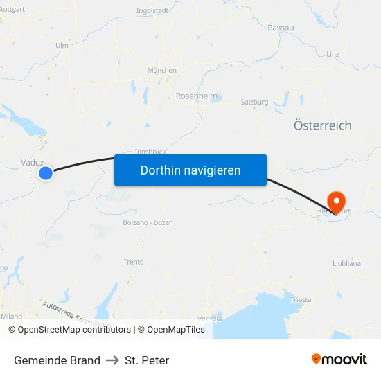 Gemeinde Brand to St. Peter map