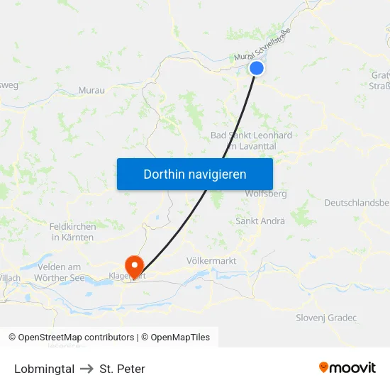 Lobmingtal to St. Peter map