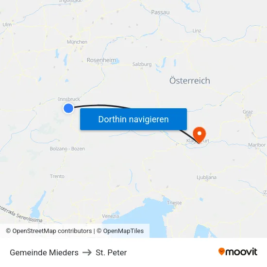 Gemeinde Mieders to St. Peter map