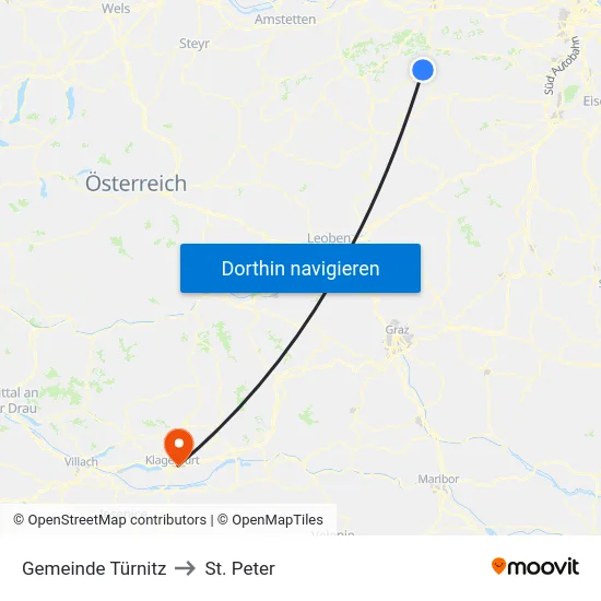 Gemeinde Türnitz to St. Peter map