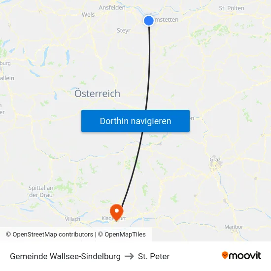 Gemeinde Wallsee-Sindelburg to St. Peter map