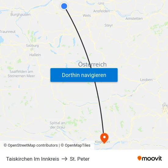 Taiskirchen Im Innkreis to St. Peter map