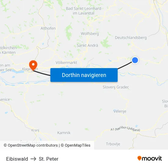 Eibiswald to St. Peter map