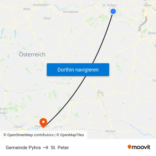 Gemeinde Pyhra to St. Peter map