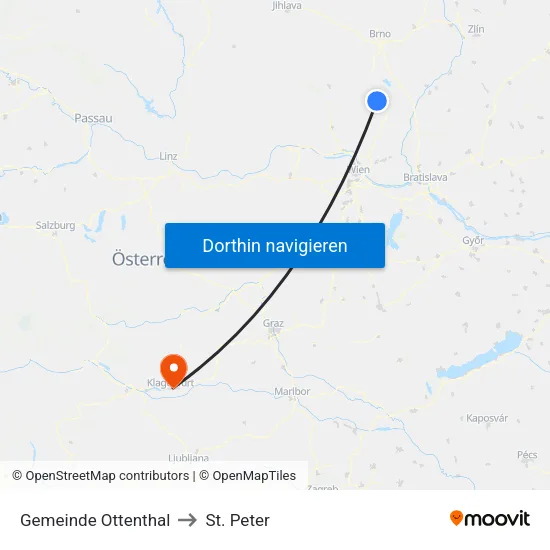 Gemeinde Ottenthal to St. Peter map