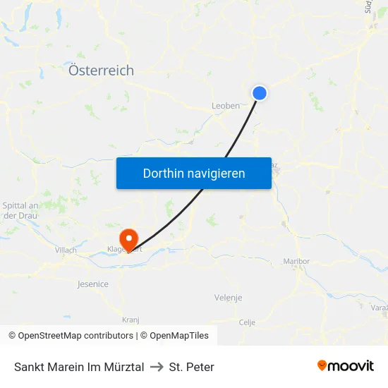 Sankt Marein Im Mürztal to St. Peter map