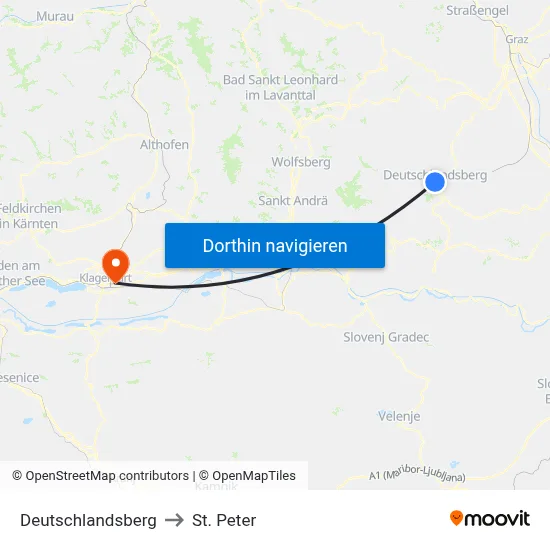 Deutschlandsberg to St. Peter map