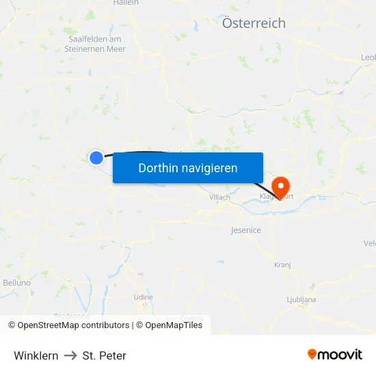 Winklern to St. Peter map
