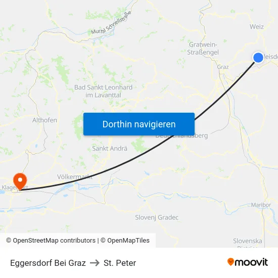 Eggersdorf Bei Graz to St. Peter map