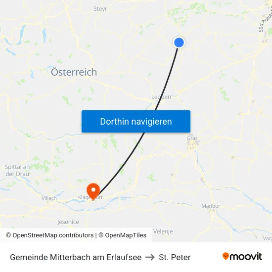 Gemeinde Mitterbach am Erlaufsee to St. Peter map