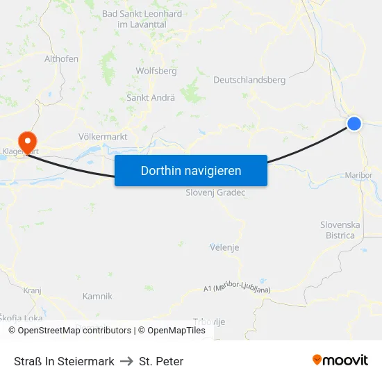 Straß In Steiermark to St. Peter map