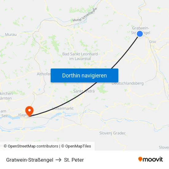 Gratwein-Straßengel to St. Peter map
