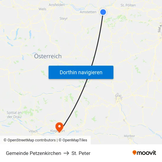 Gemeinde Petzenkirchen to St. Peter map