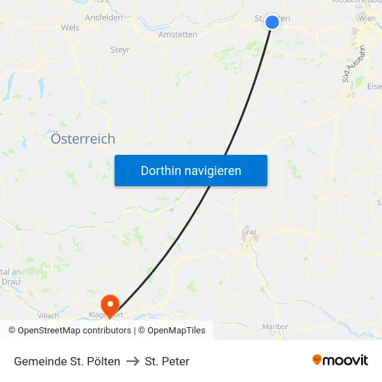 Gemeinde St. Pölten to St. Peter map