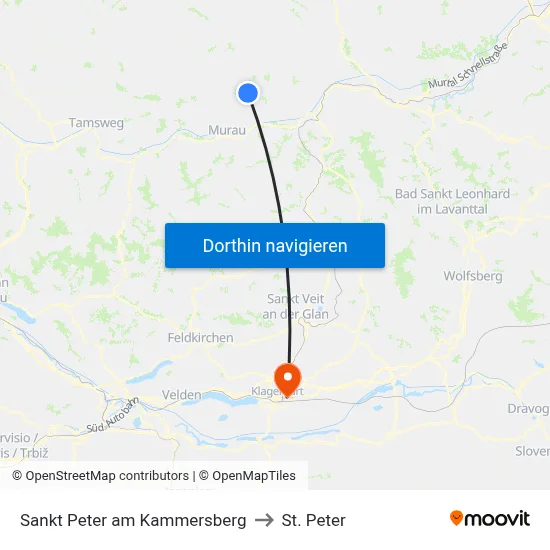 Sankt Peter am Kammersberg to St. Peter map