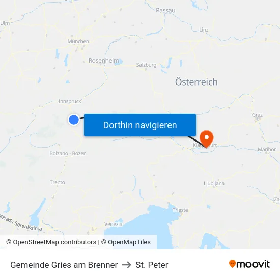 Gemeinde Gries am Brenner to St. Peter map