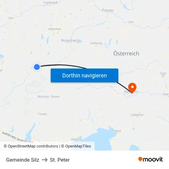 Gemeinde Silz to St. Peter map