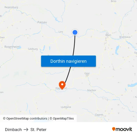 Dimbach to St. Peter map