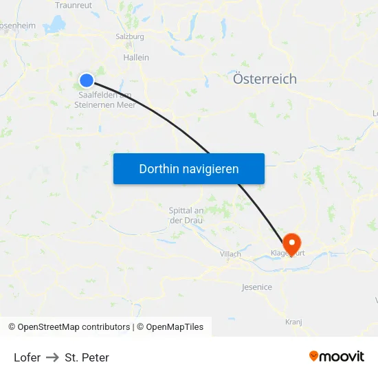 Lofer to St. Peter map