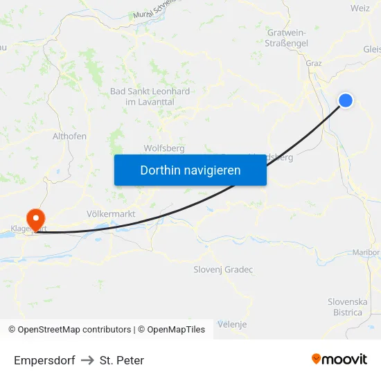 Empersdorf to St. Peter map