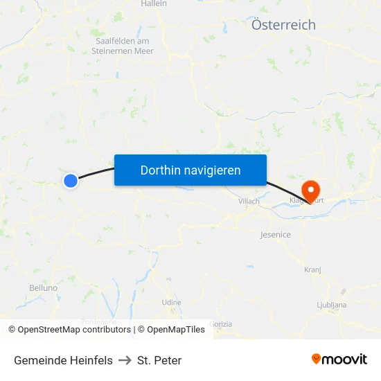 Gemeinde Heinfels to St. Peter map